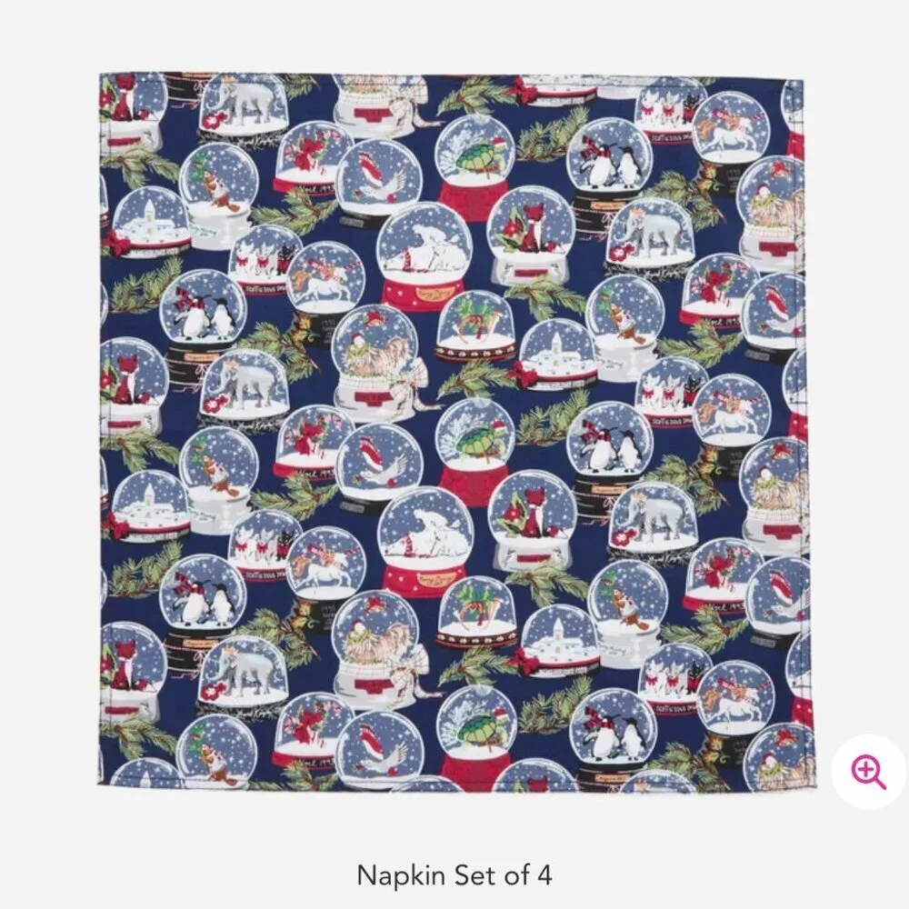 Vera Bradley Napkin Set of 4 Snow Globes NWT